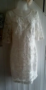 LADIES SIZE 12 IVORY LACE CUT OUT BACK FULLY LINED COCKTAIL DRESS by LIPSY - Picture 1 of 7