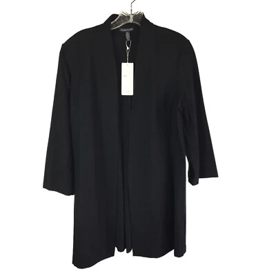 $288 Chaqueta Larga Eileen Fisher Elástica Crepé Bolsillos Abiertos Chal Cuello Talla M Foto 1 de 4