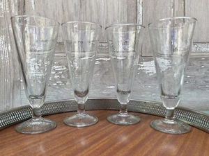 Princess House Heritage Cut Floral Etched Footed Pilsner Beer Glasses - Set of 4 - Picture 1 of 6