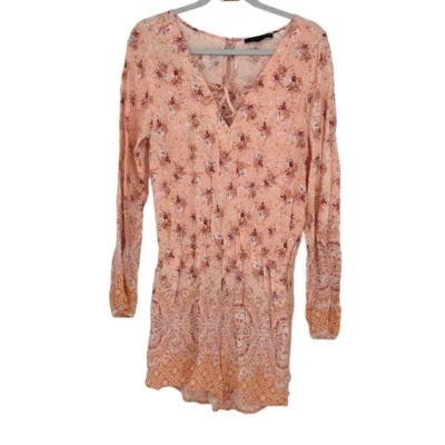 Mameluco Sanctuary rosa melocotón patrón floral multicolor mediano Foto 1 de 3