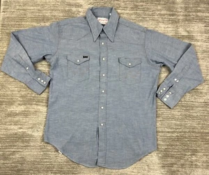 Vintage Wrangler Shirt Men 17 34 Western Pearl Snap Sanforized Eagle Embroidered - Picture 1 of 13