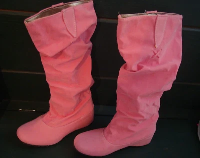 全新 粉色 平底 松弛 及膝 高筒靴 女式 尺码 5 — 第 1/4 张图片