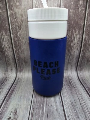 Victoria's Secret Pink Water Bottle 32oz Blue Flexible Straw Insulated NEW - Image 1 of 4