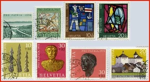 Sellos semipostales usados de Suiza surtidos Pro Patria 1956-1976 (8 sellos) - Imagen 1 de 9