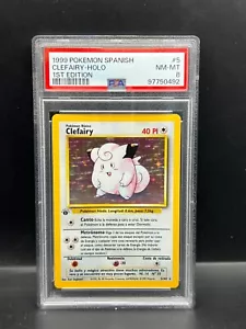 Pokemon PSA 8 NM-MT SPANISH Clefairy 5/102 Base Set 1st Edition 1999 S#0492 - Picture 1 of 2