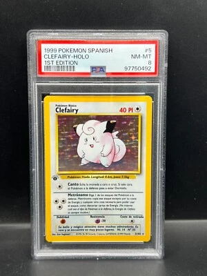 Pokemon PSA 8 NM-MT SPANISH Clefairy 5/102 Base Set 1st Edition 1999 S#0492 - Image 1 of 2