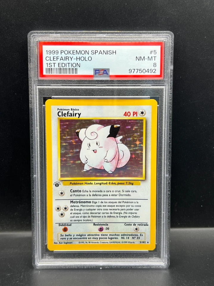 Pokemon PSA 8 NM-MT SPANISH Clefairy 5/102 Base Set 1st Edition 1999 S#0492 - Image 1 of 2