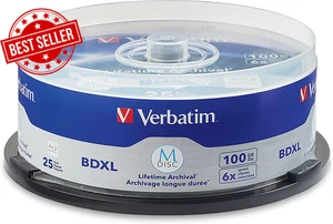 M DISC BDXL 100GB 6X Blank Blu-Ray Recordable Media 25Pk Spindle Branded Surface - Afbeelding 1 van 5