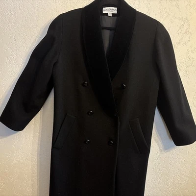 Women’s Albert Nipon Black Tuxedo Coat, With Velvet Collar Size 12 Mint - Image 1 of 4