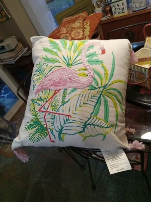 Whim Martha Stewart 口音枕头 18x18 梅西百货调情火烈鸟一对 2 枕头 — 第 1/4 张图片