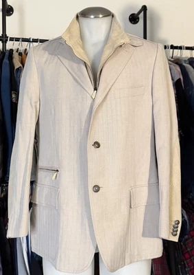 Chaqueta para hombre CORNELIANI ID caqui cremallera cordón babero algodón talla EU 54, US 44 6R Foto 1 de 4