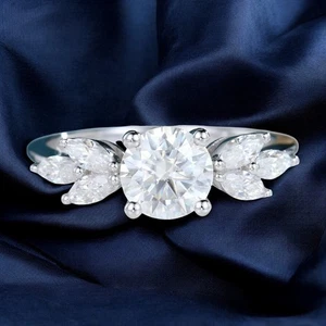 1.45 Ct Round Cut IGI Certified Lab Grown Diamond Engagement Ring 18K White Gold - Picture 1 of 10