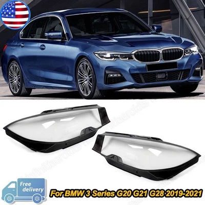2pcs Headlamp Headlight Lens Covers For BMW G20 G21 G28 320i 330i 340i 2019-2021 Foto 1 de 4