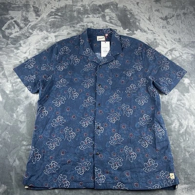 Jeremiah men's XL Casual Blue Flower Print Button-Up Shirt Collar Loop - Image 1 of 4