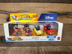 ⚡️Hot Wheels Racer Verse Disney Paquete de 4 Mickey Vanellope Stitch Hiro NUEVO⚡️ - Imagen 1 de 2