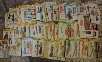 LOTE de 48 patrones de costura vintage todos son patrones de simplicidad la mayoría de los años 60 y 70 Foto 1 de 4