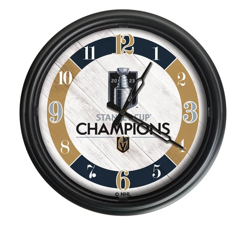 Vegas Golden Knights - 2023 Stanley Cup Indoor/Outdoor LED Wall Clock - Black Cover