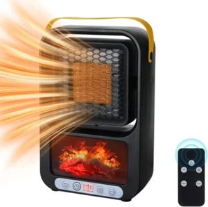 Small Space Heater for Indoor Use 700W Portable Electric Fireplace black - Picture 1 of 6