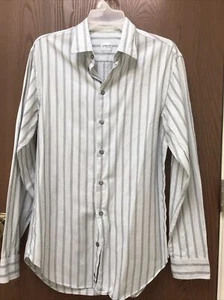 Armani Collezioni dress shirt men white w/ blue pinstripe 100% cotton, sz M - Picture 1 of 13