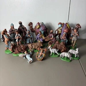 Atlantic Mold 1975 Vintage 19 Pezzi Presepe Natalizio Dipinto A Mano Ceramica Gesù - Foto 1 di 8