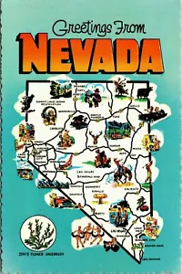Saluti dal Nevada Cartolina Mappa Stato Fiore Sagebrush UNP Cromo - Foto 1 di 2