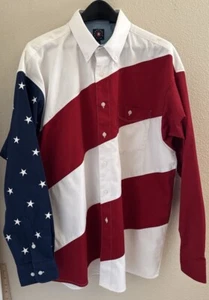 Vintage Panhandle Slim Button Up Western Shirt Mens XL Stars & Stripes USA Flag - Picture 1 of 6