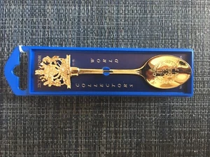 THE QUEEN'S GOLDEN JUBILEE *22ct GOLD FINISH~SAMMELLÖFFEL 3 Einzelboxen - Bild 1 von 7