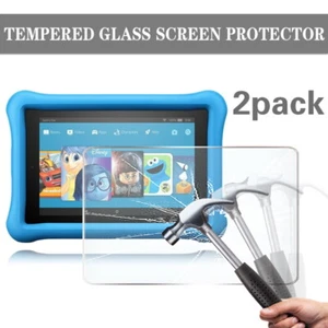 2X Pack Tablet Tempered Glass Screen Protector For Amazon Fire 7/HD 8/HD 10 Kids - Picture 1 of 12