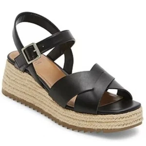 a.n.a Sandals Women 10 Eloise Black Espadrille Platform Criss Cross Ankle Buckle - Picture 1 of 7