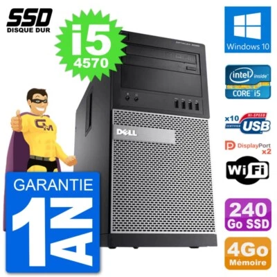 PC Tour Dell OptiPlex 9020 Intel Core I5-4570 RAM 4Go SSD 240Go Windows 10 Wifi - Bild 1 von 3