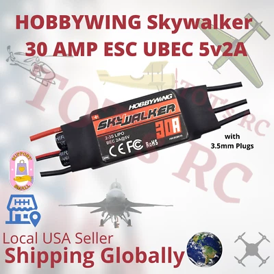Hobbywing Skywalker 15A 20A 30A 40A 50A 60A 80A 100 120amp ESC 2-6s w/BEC - Image 1 of 4