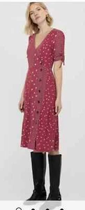 Monsoon Pink Women's size 14 Linen Wrap Dress  Midi Length, Flare, - Picture 1 of 7