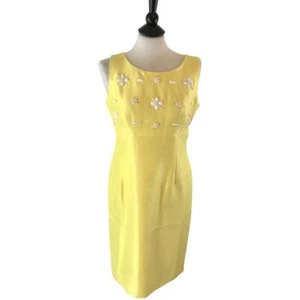 Kasper Lemongrass Embellished Cocktail Sheath Dress Size 6 - Picture 1 of 10