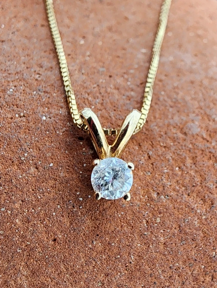 Collar de cadena flotante de diamantes de 0,07 quilates de oro de 14 k,585 con caja de 18" Au 24121 Foto 1 de 4