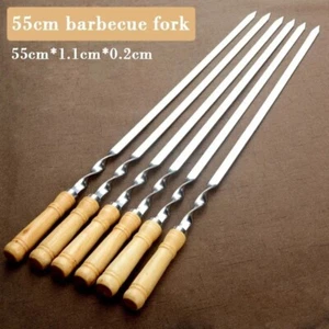 Set mit 6 hochwertigen BBQ Spießen - 55cm Edelstahl Grillzubehör für Shish Kebab - Bild 1 von 8