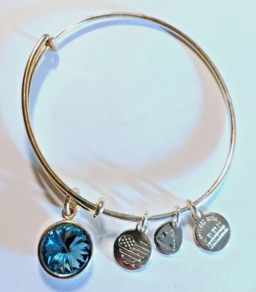 Pulsera Alex and Ani Circón Azul Dije Plata Rafaeliana Cristal Swarovski Foto 1 de 4