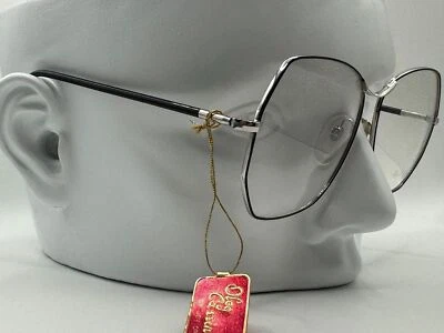 NUEVAS gafas True Vintage de gran tamaño negras y plateadas listas para RX Oleg Cassini #556.4 Foto 1 de 4