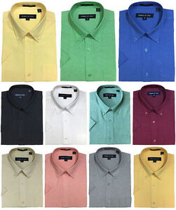 Men's Quality Cotton Blend Short-Sleeves Dress Shirt, Button Down White SB02
