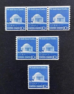 US Stamps Scott 1520 10c Jefferson Memorial 1973 coils and single M/NH Fresh - Picture 1 of 4