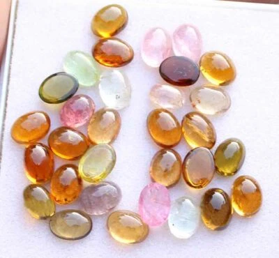 Natural Multi Tourmaline Oval Cabochon Loose Gemstone Lot 31 Pcs 5*7 MM 25.50 CT - Image 1 of 3