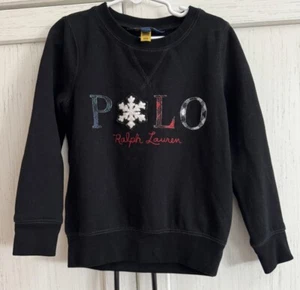 Polo Ralph Lauren Size 6 black holiday winter Christmas kid sweatshirt Snowflake - Picture 1 of 10