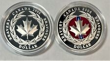 Canada - 2006 silver dollar Medal of Bravery - 2 coins (plain and enameled) 