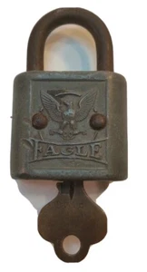 U.S. Eagle Schloss geprägtes Vorhängeschloss mit Original Schlüssel Vintage - Bild 1 von 9