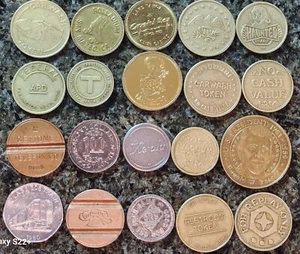 Lot Of 20-Lot#206 Vintage & Antique TOKENS of all types and maybe a casino chip. - Picture 1 of 4