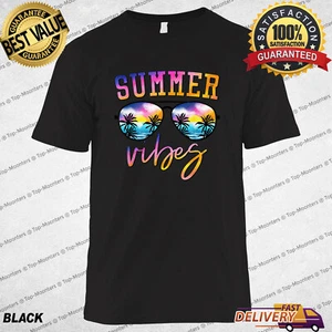 Summer Vibes Sunglasses With Palm Tree Funny Beach Life T-Shirt for Mens Womens - Picture 1 of 12