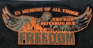 Embroidered Good Sports Inc. Freedom/ in Memory Eagle / Military Patch 11"x5" - Picture 1 of 3