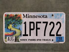 Official 2018 Minnesota State Parks and Trails Specialty License Plate # 1PF722