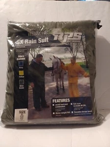 SX Rain Suit PVC Heavy Duty Coat Pants Green (XL) Fit Over Clothes RPS Outdoor - Picture 1 of 6