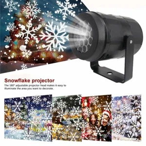 LED Snowflake Christmas Projector Light Laser Moving Landscape Xmas Decor Lamp - Picture 1 of 11