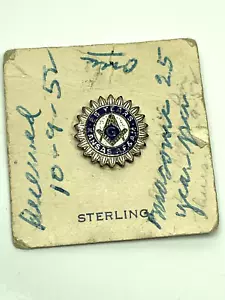 Vintage 25 Jahre Mason Award Reversnadel - Freimaurer Sterlingsilber Schraube Rückseite mit Namen - Bild 1 von 4
